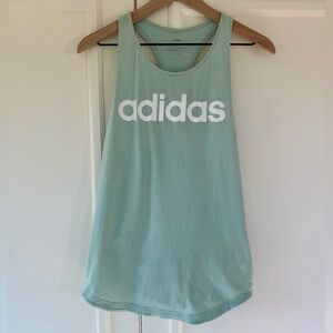 adidas women’s racer back tank top in light green/blue, size L